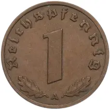 Монета 1 рейхспфенниг 1937 года A Германия (реверс)