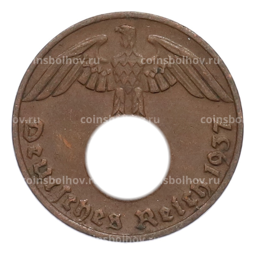 Монета 1 рейхспфенниг 1937 года D Германия