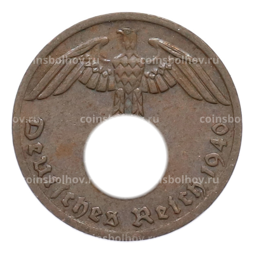 Монета 1 рейхспфенниг 1940 года F Германия