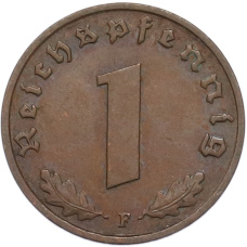 Монета 1 рейхспфенниг 1940 года F Германия (реверс)
