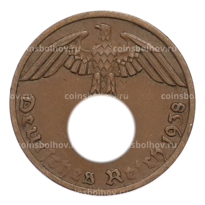 Монета 1 рейхспфенниг 1938 года A Германия