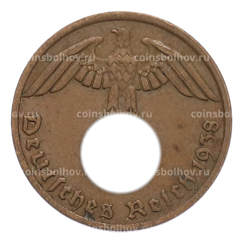 Монета 1 рейхспфенниг 1938 года A Германия