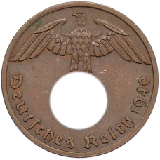 Монета 1 рейхспфенниг 1940 года A Германия (аверс)