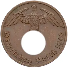 Монета 1 рейхспфенниг 1940 года A Германия (аверс)