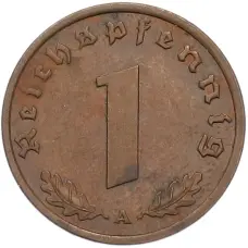 Монета 1 рейхспфенниг 1940 года A Германия (реверс)