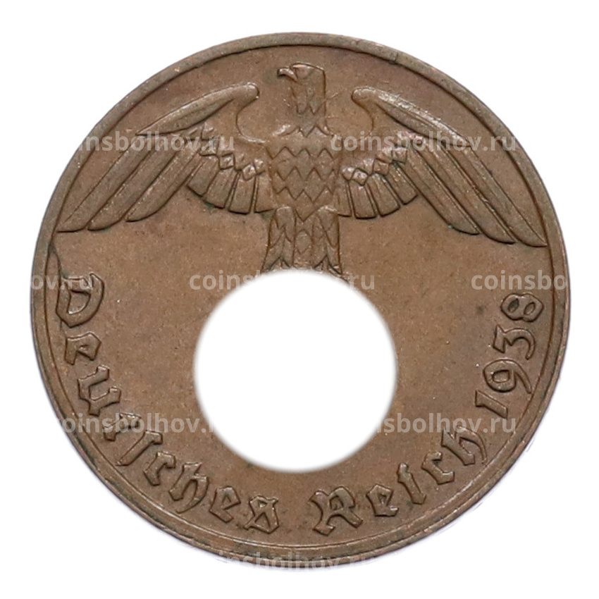 Монета 1 рейхспфенниг 1938 года G Германия
