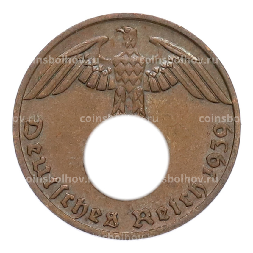 Монета 1 рейхспфенниг 1939 года F Германия
