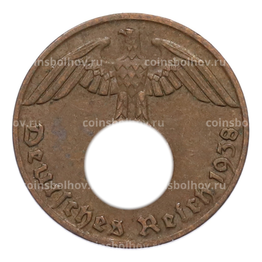 Монета 1 рейхспфенниг 1938 года J Германия