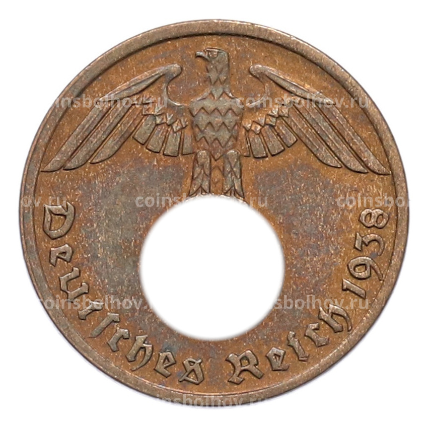 Монета 1 рейхспфенниг 1938 года A Германия