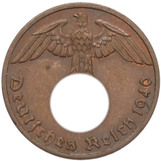 Монета 1 рейхспфенниг 1940 года A Германия (аверс)