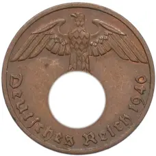 Монета 1 рейхспфенниг 1940 года A Германия (аверс)