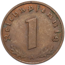 Монета 1 рейхспфенниг 1940 года A Германия (реверс)