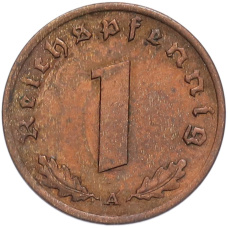 Монета 1 рейхспфенниг 1939 года A Германия (реверс)