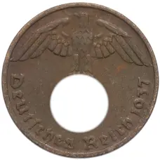Монета 1 рейхспфенниг 1937 года A Германия (аверс)