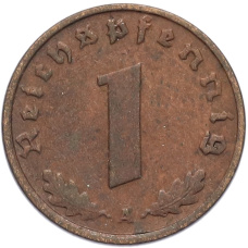 Монета 1 рейхспфенниг 1937 года A Германия (реверс)