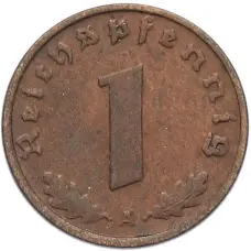 Монета 1 рейхспфенниг 1937 года A Германия (реверс)