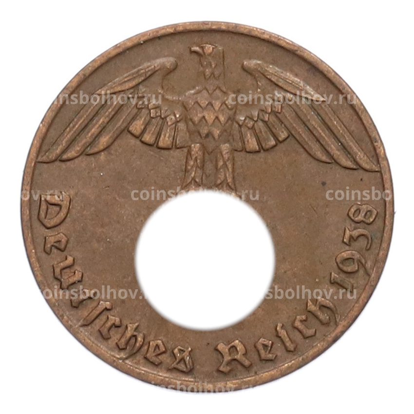 Монета 1 рейхспфенниг 1938 года J Германия