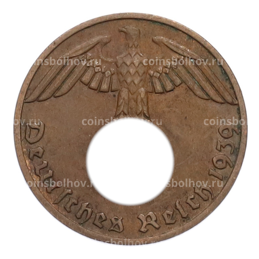 Монета 1 рейхспфенниг 1939 года F Германия
