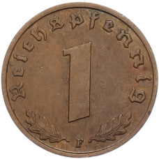 Монета 1 рейхспфенниг 1939 года F Германия (реверс)