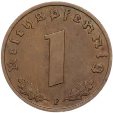 Монета 1 рейхспфенниг 1939 года F Германия (реверс)