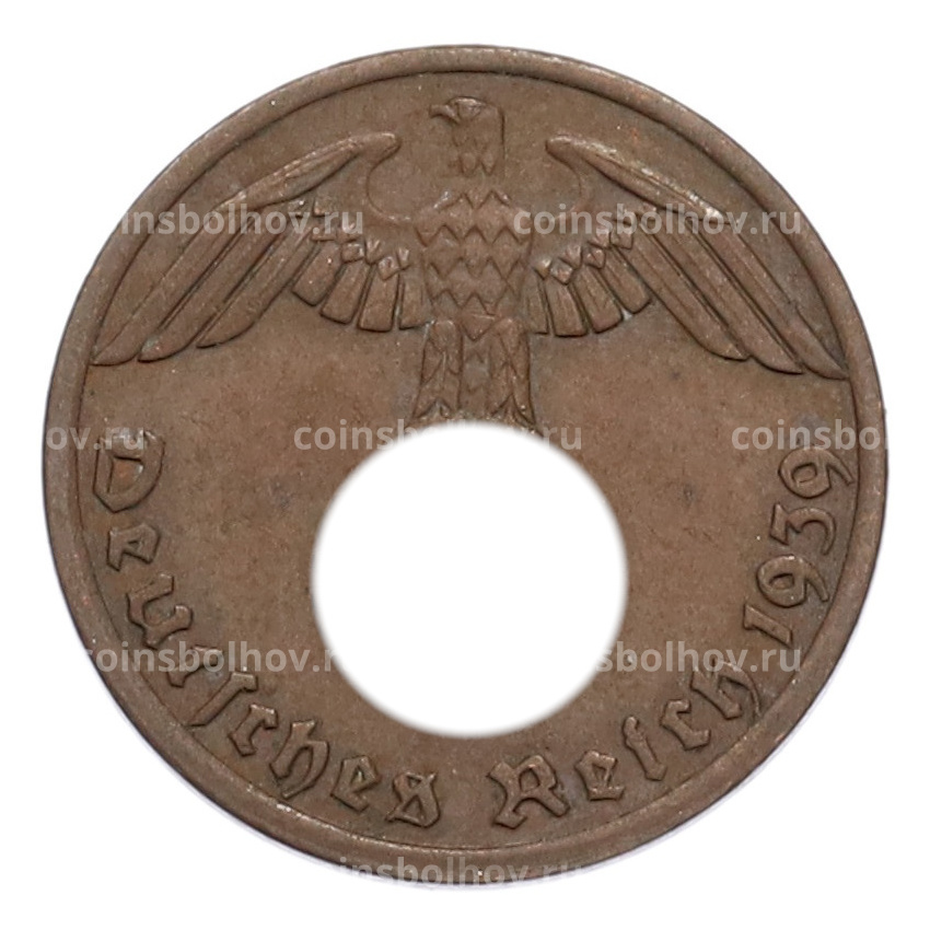 Монета 1 рейхспфенниг 1939 года A Германия
