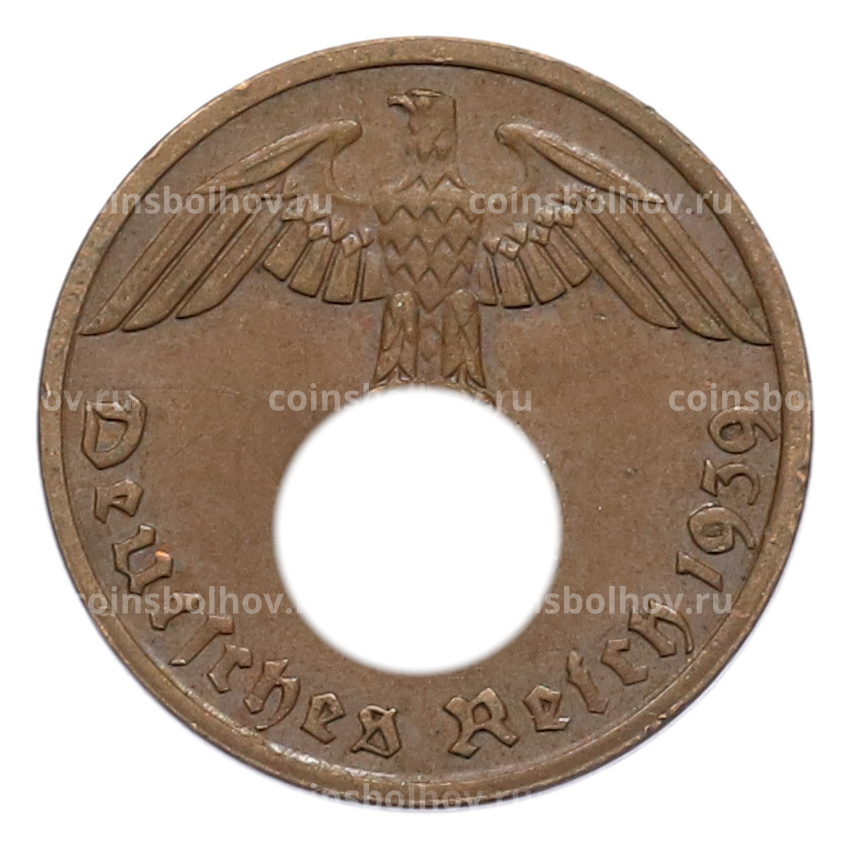 Монета 1 рейхспфенниг 1939 года A Германия