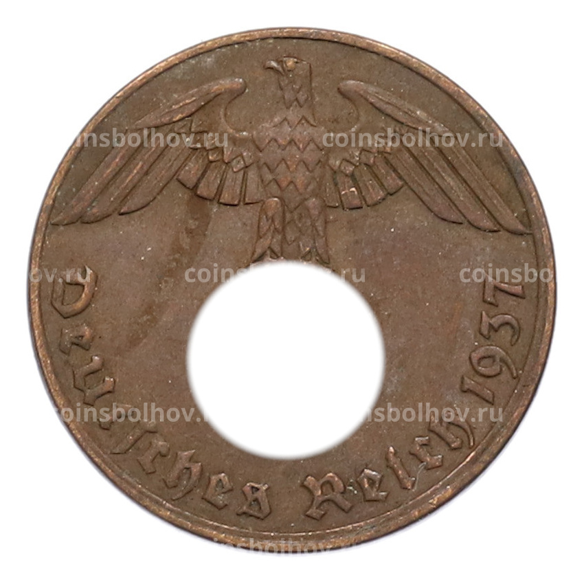 Монета 1 рейхспфенниг 1937 года A Германия