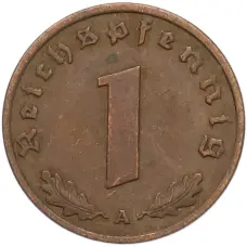 Монета 1 рейхспфенниг 1937 года A Германия (реверс)