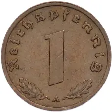 Монета 1 рейхспфенниг 1939 года A Германия (реверс)