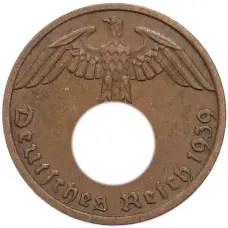 Монета 1 рейхспфенниг 1939 года A Германия (аверс)