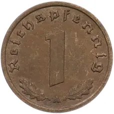 Монета 1 рейхспфенниг 1939 года A Германия (реверс)
