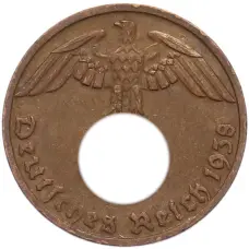 Монета 1 рейхспфенниг 1938 года D Германия (аверс)