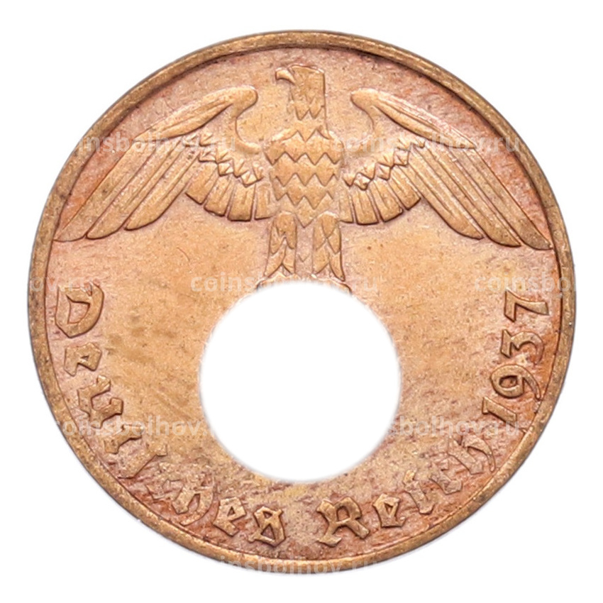 Монета 1 рейхспфенниг 1937 года G Германия