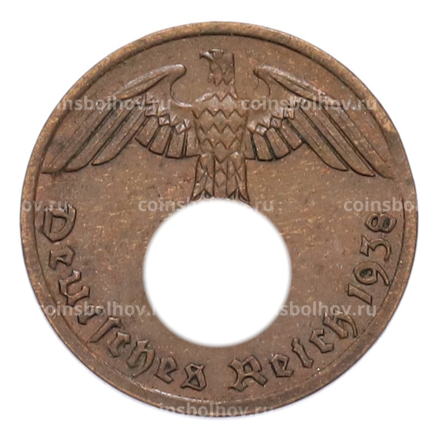 Монета 1 рейхспфенниг 1938 года A Германия