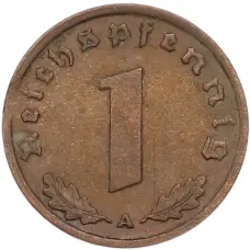 Монета 1 рейхспфенниг 1938 года A Германия (реверс)