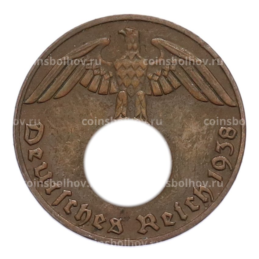 Монета 1 рейхспфенниг 1938 года E Германия