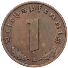 Монета 1 рейхспфенниг 1937 года A Германия (реверс)