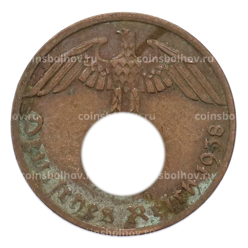 Монета 1 рейхспфенниг 1938 года A Германия