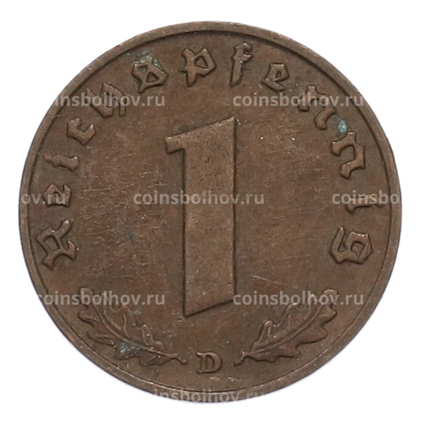 Монета 1 рейхспфенниг 1937 года D Германия (вид 2)