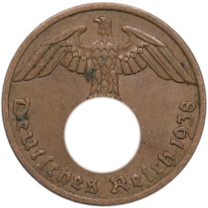 Монета 1 рейхспфенниг 1938 года A Германия (аверс)