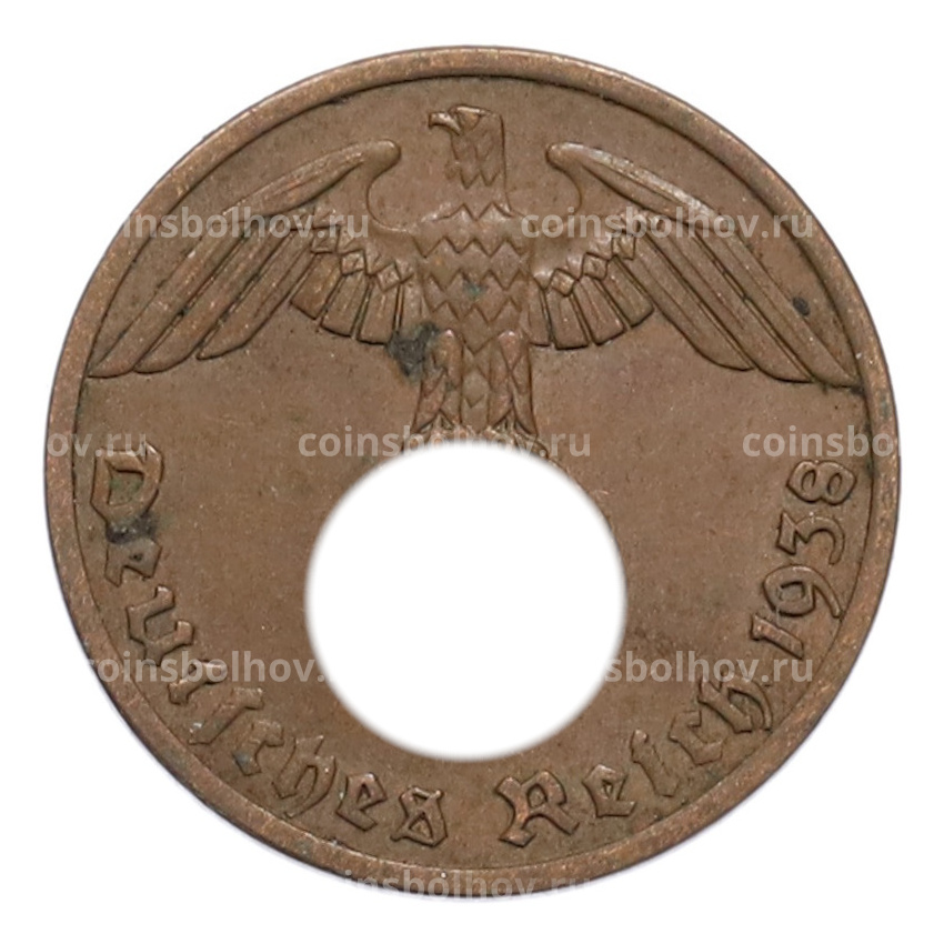 Монета 1 рейхспфенниг 1938 года A Германия