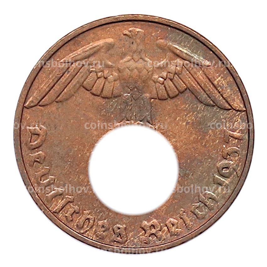 Монета 1 рейхспфенниг 1937 года E Германия