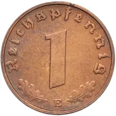 Монета 1 рейхспфенниг 1937 года E Германия (реверс)