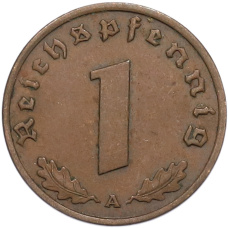 Монета 1 рейхспфенниг 1937 года A Германия (реверс)