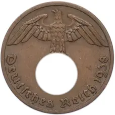 Монета 1 рейхспфенниг 1938 года A Германия (аверс)