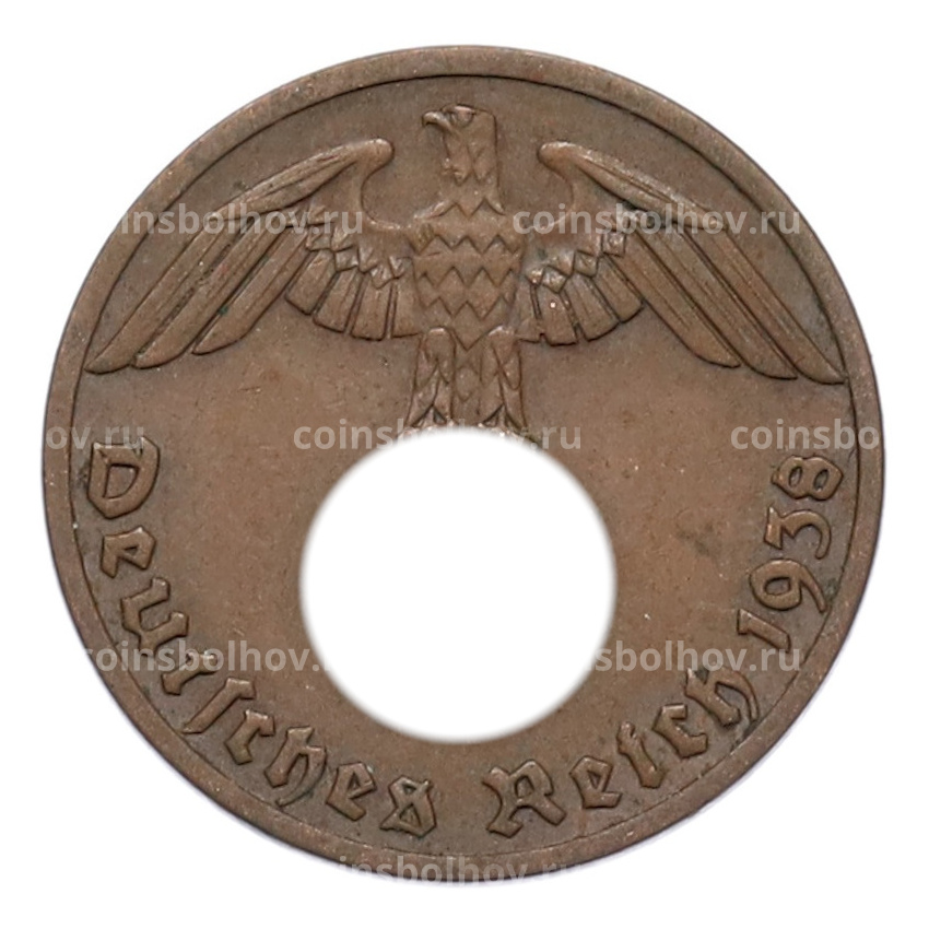Монета 1 рейхспфенниг 1938 года A Германия