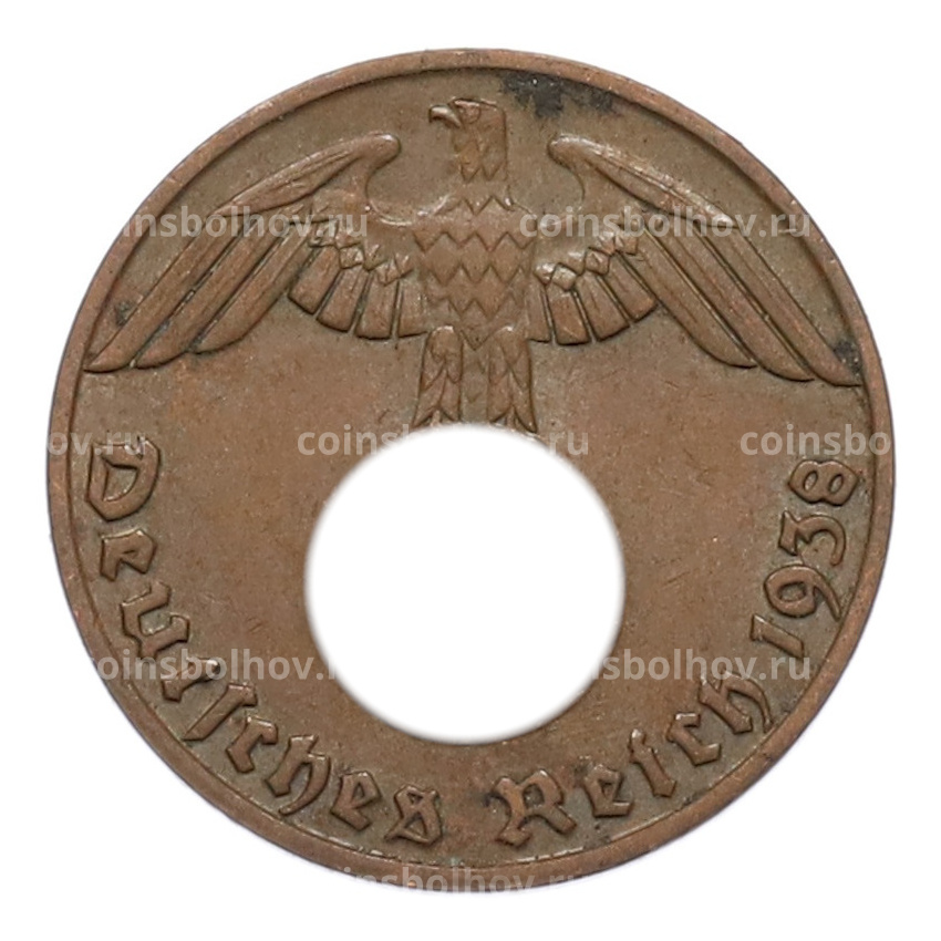 Монета 1 рейхспфенниг 1938 года J Германия