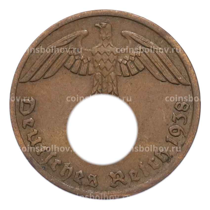 Монета 1 рейхспфенниг 1938 года A Германия