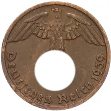 Монета 1 рейхспфенниг 1939 года D Германия (аверс)