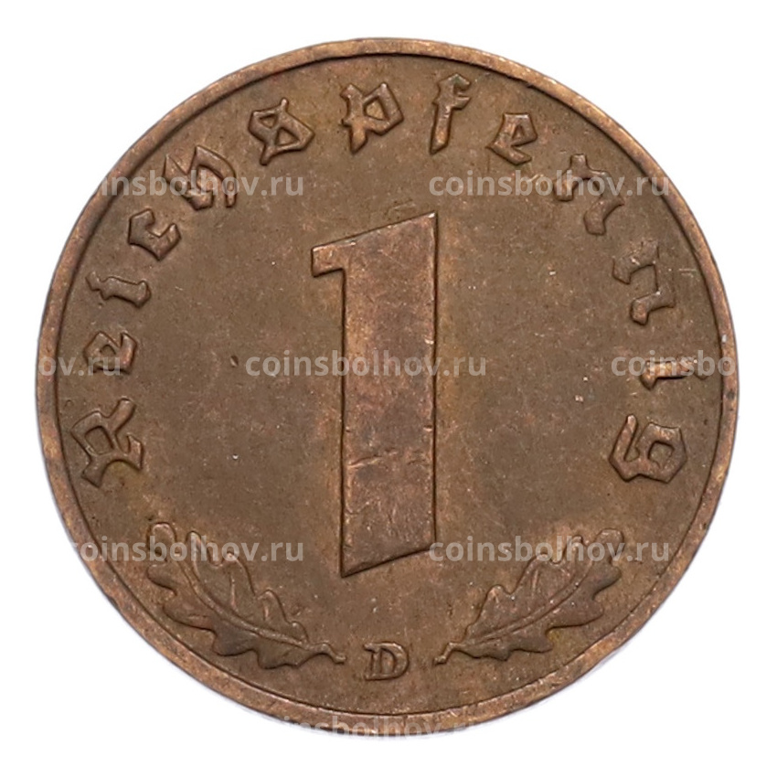 Монета 1 рейхспфенниг 1939 года D Германия (вид 2)